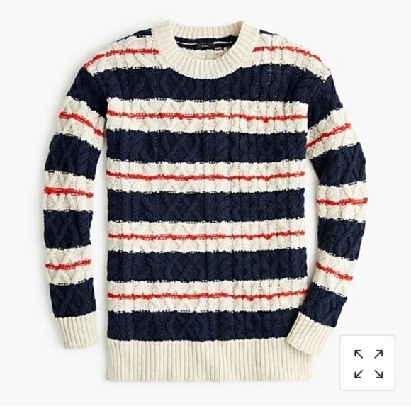 NWT MSRP $120 J. Crew Stripe Cable Knit Sweater Women's Size Small - Picture 4 of 9